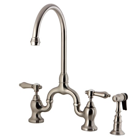 Kingston Brass KS7798BALBS Bridge Kitchen Faucet with Brass Sprayer, Brushed Nickel KS7798BALBS
